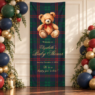 Klassieke teddybeer preppy baby shower welkom spandoek