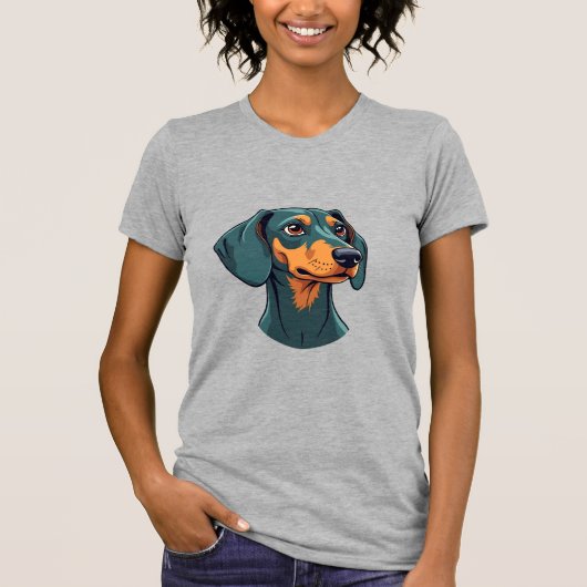 Klassieke tekening van een dachshond-portret retro t-shirt (Voorkant)