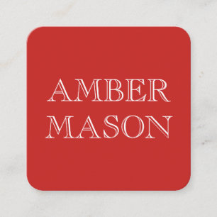 Klassieke tekst Eenvoudig minimalistisch rood zwar Vierkante Visitekaartje