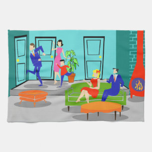 Klassieke televisie-keukenhanddoek Retro Theedoek