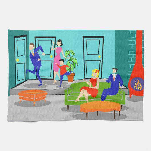 Klassieke televisie-keukenhanddoek Retro Theedoek (Horizontaal)