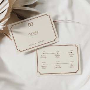 Klassieke Terracotta & Ecru Trouwtijdlijn Informatiekaartje