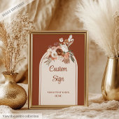 Klassieke Terracotta Pampas Sage Boho Boog Huwelij Poster