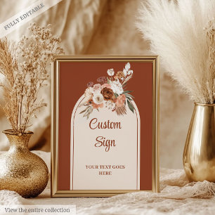 Klassieke Terracotta Pampas Sage Boho Boog Huwelij Poster