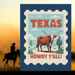 Klassieke Texaanse Cowboy Longhorn uit het verlede Briefkaart