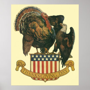 Klassieke Thanksgiving-kalkoen, Adelaar, Amerikaan Poster