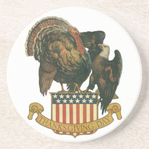 Klassieke Thanksgiving-kalkoen, Adelaar, Amerikaan Zandsteen Onderzetter