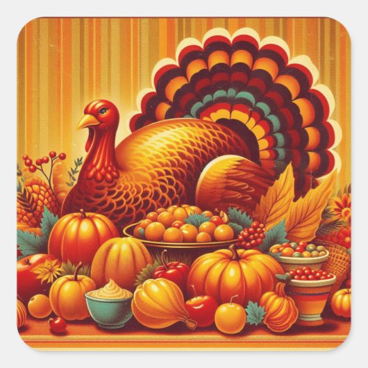 klassieke/ Thanksgiving Turkije Vierkante Sticker (Voorkant)
