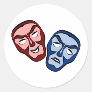 Klassieke theater gezichtsmaskers ronde sticker