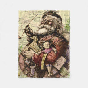 Klassieke Thomas Nast-illustratie van de Kerstman  Fleece Deken