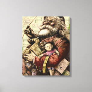 Klassieke Thomas Nast-illustratie van Kerstman  Canvas Afdruk