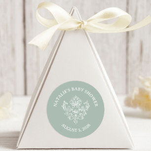 Klassieke tijdloze bloem groene baby shower ronde sticker