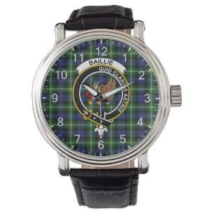 Klassieke Tijdloze Clan Baillie Tartan Badge Plaid Horloge