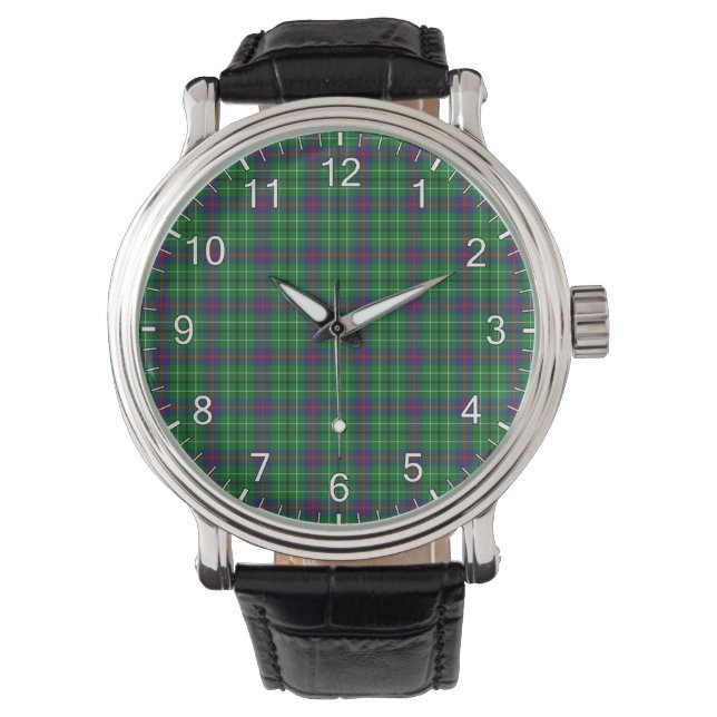 Klassieke tijdloze Clan Duncan Tartan Pset Gift Wa Horloge (Voorkant)
