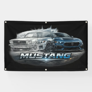 Klassieke tot Moderne Mustang Spierwagen Evolutie Spandoek