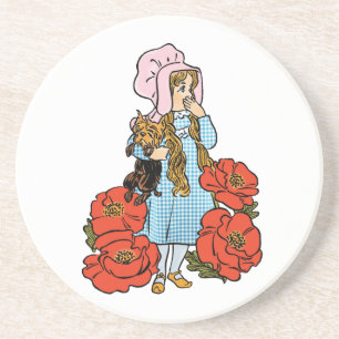 Klassieke tovenaar van Oz, Dorothy, rode klaprozen Zandsteen Onderzetter