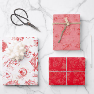 Klassieke tovenaar van Oz Kerstmis - 3 kleurencomb Inpakpapier Vel