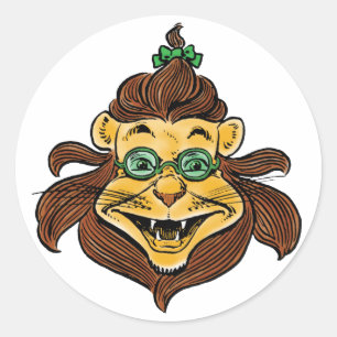Klassieke tovenaar van Oz, Leeuw draagt groene bri Ronde Sticker