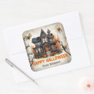  klassieke traditie Halloween spookhuis Vierkante Sticker