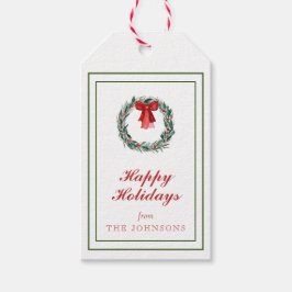 Klassieke traditionele kersttartanspleet cadeaulabel