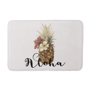 Klassieke Tropische Ananas Hibiscus Bloem Aloha Badmat