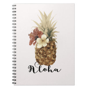 Klassieke Tropische Ananas Hibiscus Bloem Aloha Notitieboek