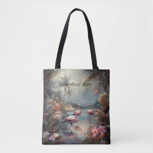 Klassieke Tropische Flamingo Botanische Schilderku Draagtas