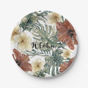 Klassieke Tropische Hibiscus Plumeria Bloem Aloha Papieren Bordje