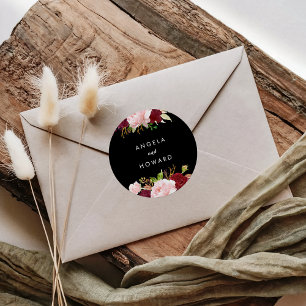 Klassieke Tropische Zwarte Wedding Envelop Afdicht Ronde Sticker