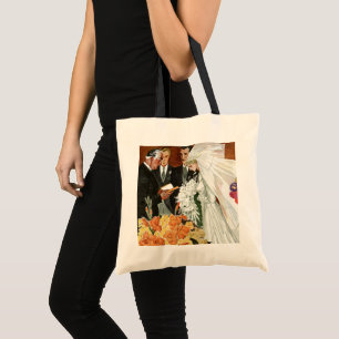 Klassieke Trouwceremonie met Bruid en Bruidegom Tote Bag