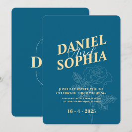 Klassieke trouwkaart Blauw Kaart