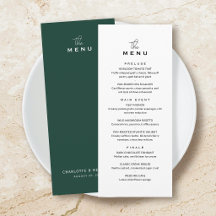 Klassieke Trouwmenu Kaart Chic Minimalistisch Groe