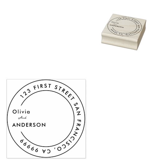 Klassieke Trouwnamen & Rond Terugkeeradres Rubbe Rubberstempel (Gestempeld)