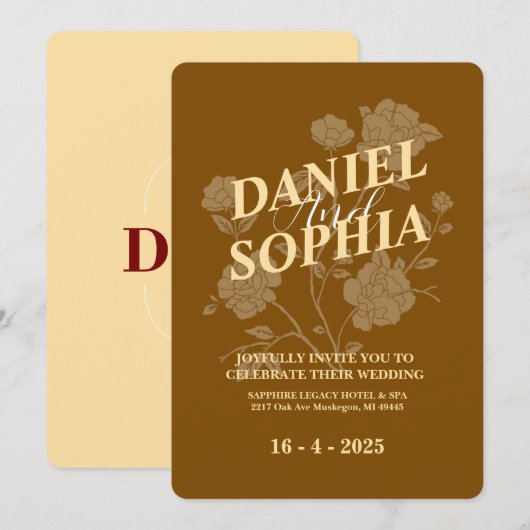 Klassieke trouwuitnodiging  kaart (Voorkant / Achterkant)