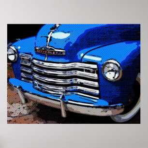 Klassieke Truck Art Print, Old Blue Chevy Truck Poster