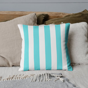 Klassieke turquoise & White Stripes Kussen