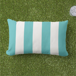 Klassieke turquoise witte brede cabana streep buitenkussen