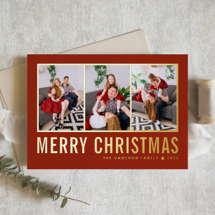 Klassieke typografie Foto Collage Red Kerstmis Folie Feestdagenkaart