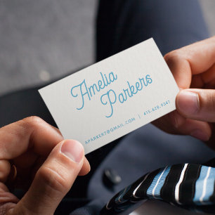 klassieke typografie minimalistisch blauw visitekaartje
