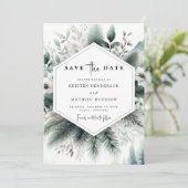 Klassieke typografie Mountain Save The Date (Staand voorkant)