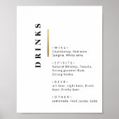 Klassieke typografie voor bruiloftsbarmenu in zwar poster (Voorkant)