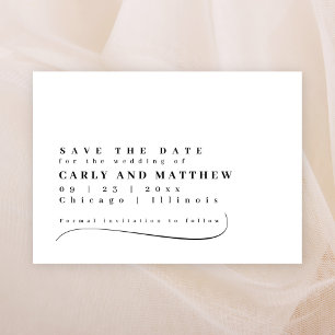 Klassieke typografie Zwart Wit Bewaar de datum Save The Date