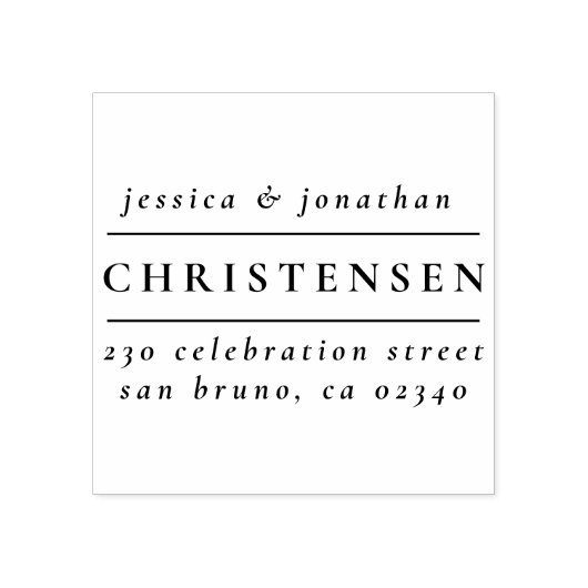 Klassieke Typografische Huwelijksnamen Retouradres Rubberstempel (Afrduk)