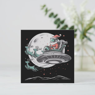 Klassieke UFO Kerstman Alien Kerstmis Cryptid Feestdagenkaart