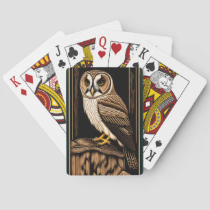 Klassieke Uil Houtsnede Pokerkaarten