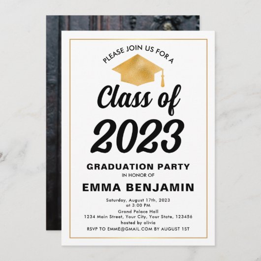 Klassieke uitnodiging tot Afstuderen (Voorkant / Achterkant)