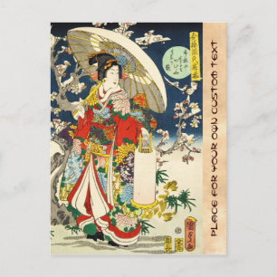 Klassieke  ukiyo-e geisha met paraplu briefkaart