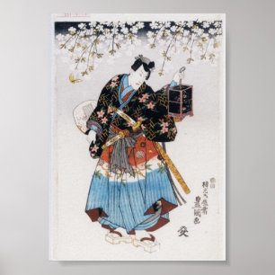Klassieke Ukiyo-e Samurai Old Scroll Print