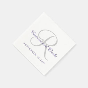 Klassieke Ultra Violet Grijs Monogram Papieren ser Servetten