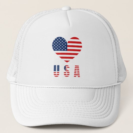 Klassieke USA Heart Flag Trucker Hat met Mesh Back Trucker Pet (Voorkant)